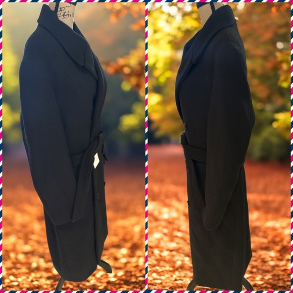 NWT ZARA DOUBLE-BREASTED WOOL COAT WITH BELT sz MEDIUM - Picture 13 of 17